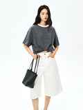 Long-Staple Cotton A-Line Jeans | Cropped 7/8 Length | Enzyme-Washed Five-Pocket | Women Jeans | MRS Studios