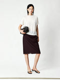 Consinee Lyocell Cashmere Knit Top | Rolled-Edge Funnel Neck | Short Sleeve | Women Knitwear | MRS Studios