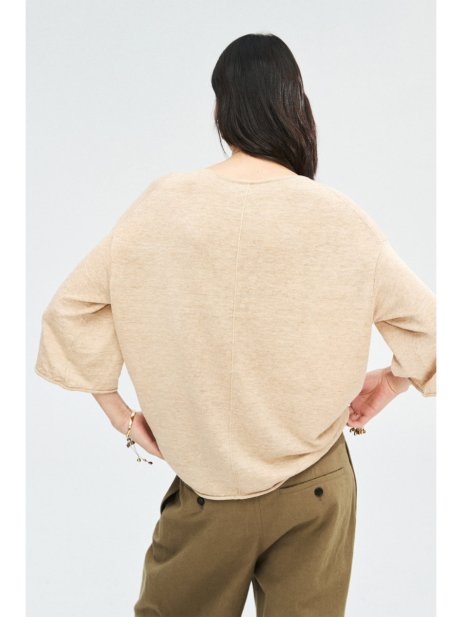French Linen Yarn Knit Tee, view 8