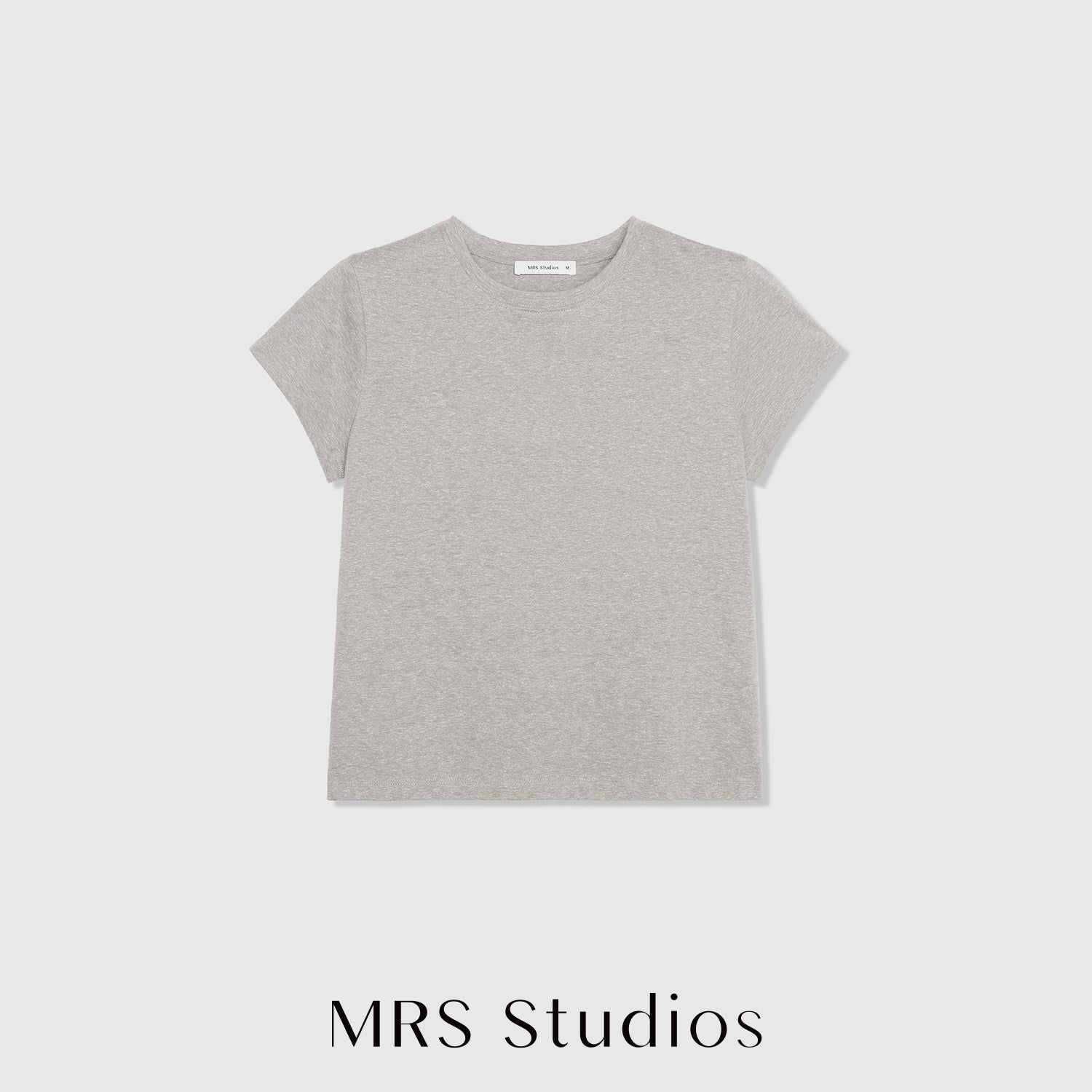 Cotton Linen Melange T-Shirt | Yarn-Dyed Granular Texture | Set-In Sleeve Slim Cut | Women Top | MRS Studios