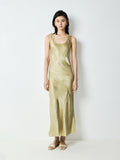 Japanese Acetate Satin Slip Dress | Architectural Panel Seams | U-Neck Micro-Fishtail | Women Dress | MRS Studios