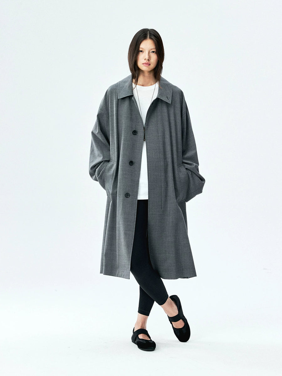 Italian Marzotto Stretch Wool Long Coat, view 5