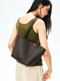 Calf Leather Litchi-Grain Tote | Minimalist Underarm Silhouette | Suede-Lined Interior | Women Bag | MRS Studios