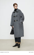 H-Line Merino Wool Duffle Coat | Horn Toggle Closure | Classic Small Collar | Women Coat | MRS Studios