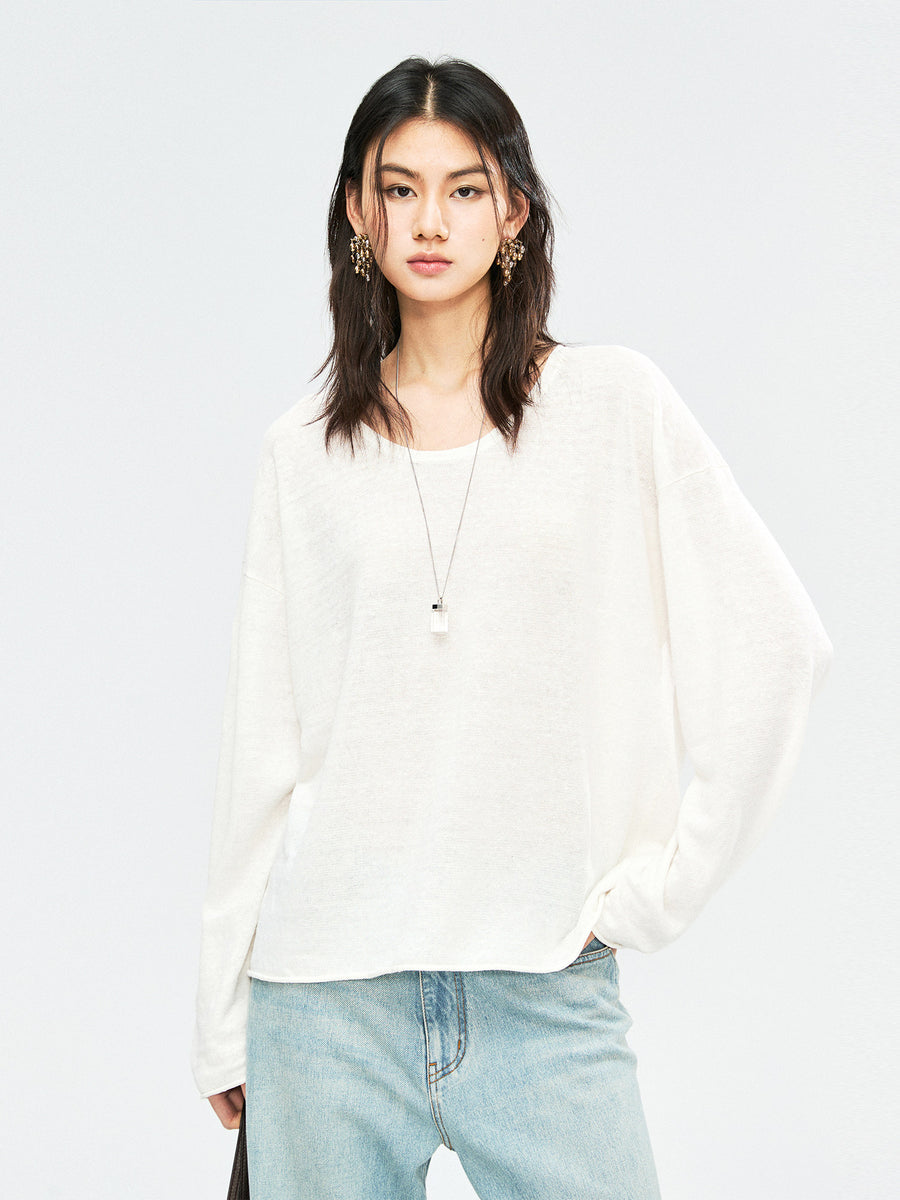 French Linen Yarn Knit Cover-Up, view 9
