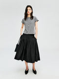 Cotton Nylon A-Line Pleated Skirt | Sharp Topstitched Pleats | Hidden Back Zip | Women Skirt | MRS Studios