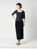 Wool Mulberry Silk Pencil Skirt | High-Waist Straight Cut | Hidden Back Vent | Women Skirt | MRS Studios