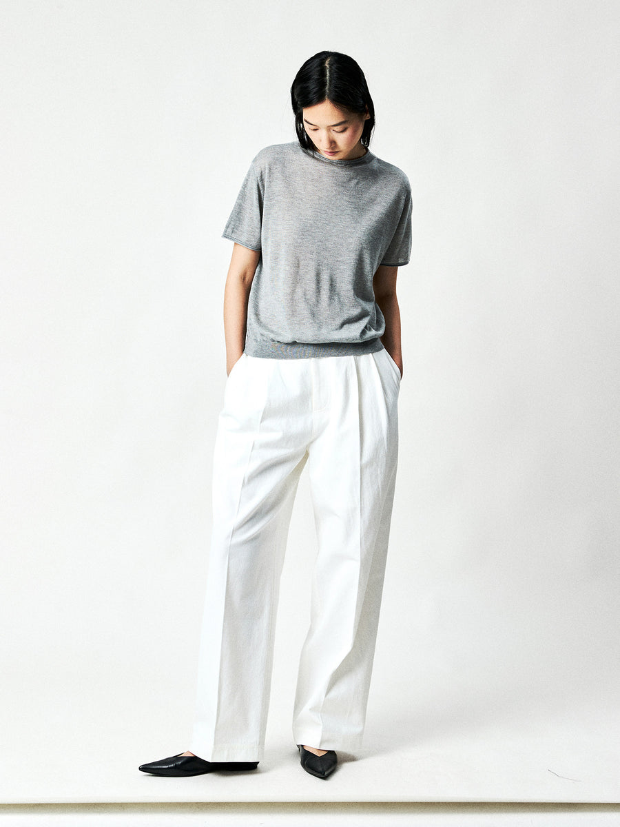 Pima Cotton Normandy Linen Pleated Trousers, view 5