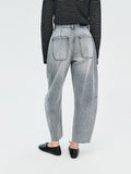 Turkish Bossa Curved-Leg Jeans | Double Patch Pockets | Raw Frayed Hem Workwear | Women Jeans | MRS Studios