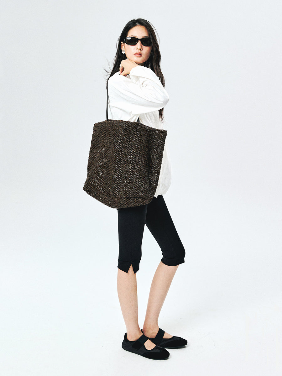 Hand-Woven Straw Tote, view 9