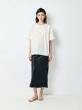 Silk-Sheen Cotton Blend Top and Skirt Set | Cupro-Panel Raw Edges | Round-Neck Drop Shoulder | Women Set | MRS Studios