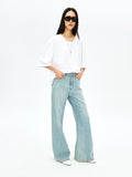 Wide U-Neck Slub Cotton T-Shirt | Dry-Touch Snowflake Cotton | Relaxed Oversized Fit | Women Top | MRS Studios