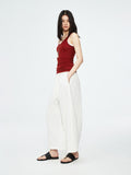 Korean Linen-Cotton Balloon Pants | Elastic Drawstring Waist | Cropped 9/10 Length | Women Trousers | MRS Studios
