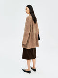 A-Grade Camel Suede Mid-Length Coat | Single-Breasted Trench | Cupro Lining & Horn Buttons | Women Coat | MRS Studios