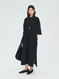 Slub Cotton Knit T-Shirt Dress | Side Slit Hem | Hidden Pocket Detail | Women Dress | MRS Studios