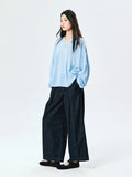Raw Denim Wide-Leg Jeans | Half-Elastic Waist | Pleated Front | Women Jeans | MRS Studios
