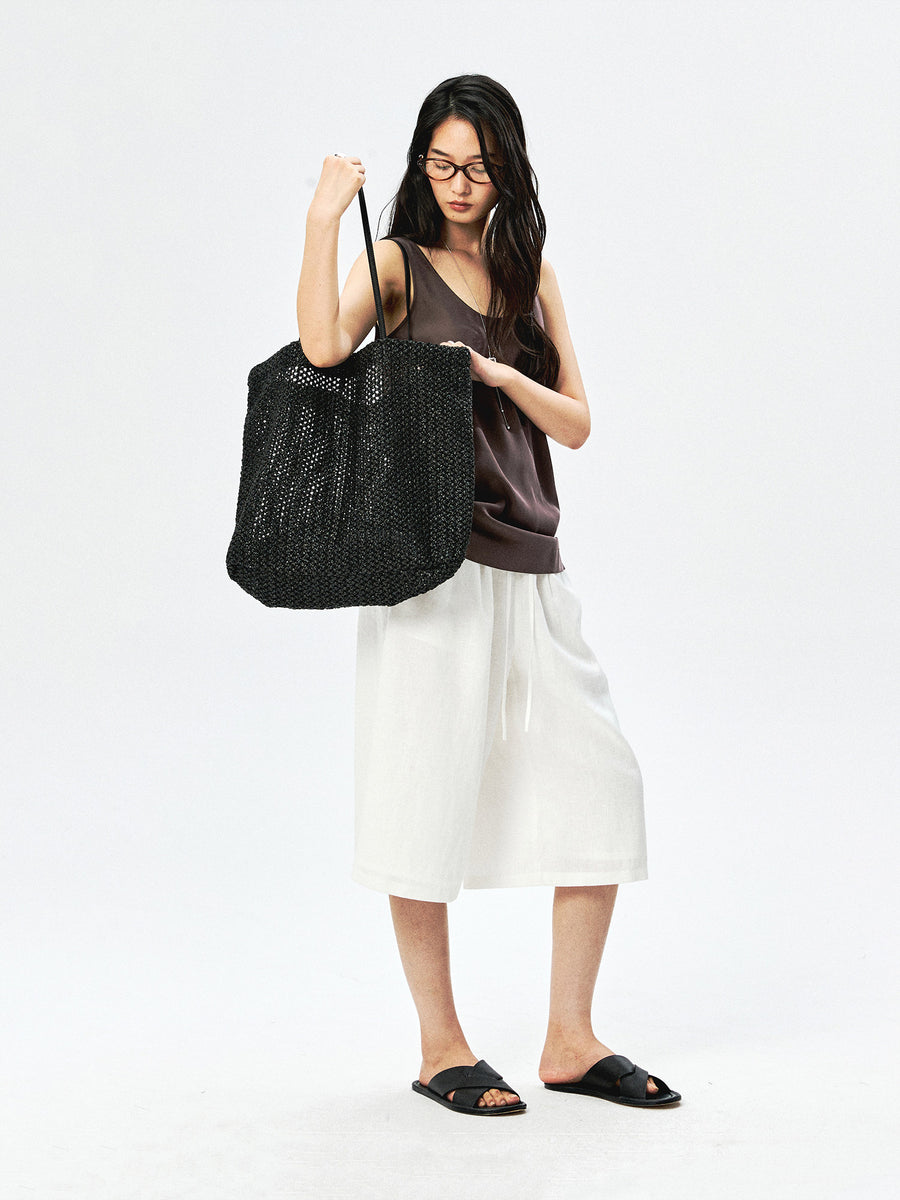 Hand-Woven Straw Tote, view 7