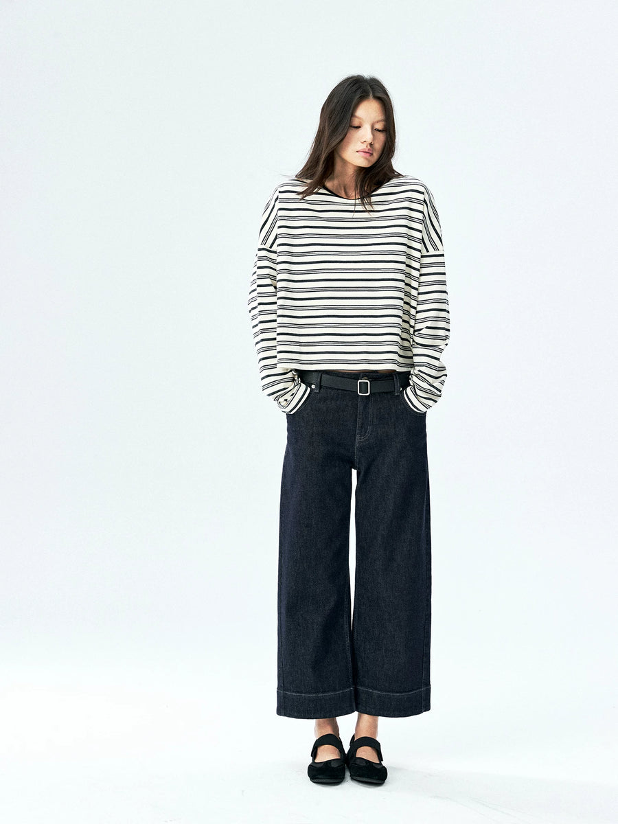Reactive-Dyed Stretch Denim Straight Jeans, view 4