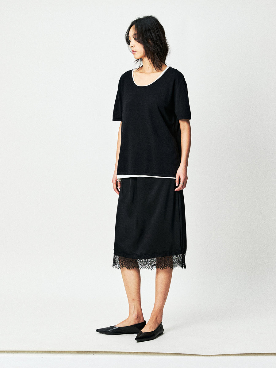 Silk Cotton Knit Short Sleeve Top, view 7