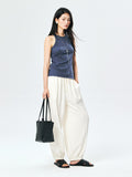 Cotton-Silk Racerback Tank | Ribbed Stretch | Slimming Round Neck | Women Top | MRS Studios