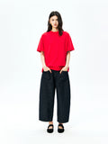 Linen Cotton Denim Cropped Jeans | Twin Patch Pockets | Tapered Cocoon Fit | Women Jeans | MRS Studios