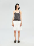 Lyocell Cotton Ribbed Halter Tank | Narrow Racer Strap | 1x1 Rib Knit Texture | Women Top | MRS Studios