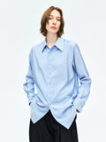 Italian TESEO Silk Stripe Shirt | Classic Collar with Shell Buttons | Women Blouse | MRS Studios