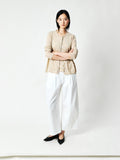 Wool Silk Hemp Knit Cardigan Vest & Tee Set | Horn Buttons | Rolled Edges | Women Knitwear | MRS Studios