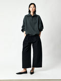 Long-Staple Cotton Loopback Sweatshirt | Ribbed Half-Placket Collar | Drop Shoulder | Women Top | MRS Studios