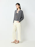 Snowflake Cotton Knit Camisole and Cardigan Set | Stand-Collar Cardigan | Embroidered-Edge Straps | Women Set | MRS Studios