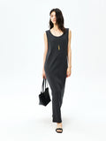 Japanese Cotton Rib-Knit Dress | Sculpted U-Neck | A-Line Sleeveless Tank | Women Dress | MRS Studios