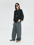 Long-Staple Cotton 3/4 Sleeve Top | Relaxed Round-Neck Cut | Wrist-Length Sleeve Detail | Women Top | MRS Studios