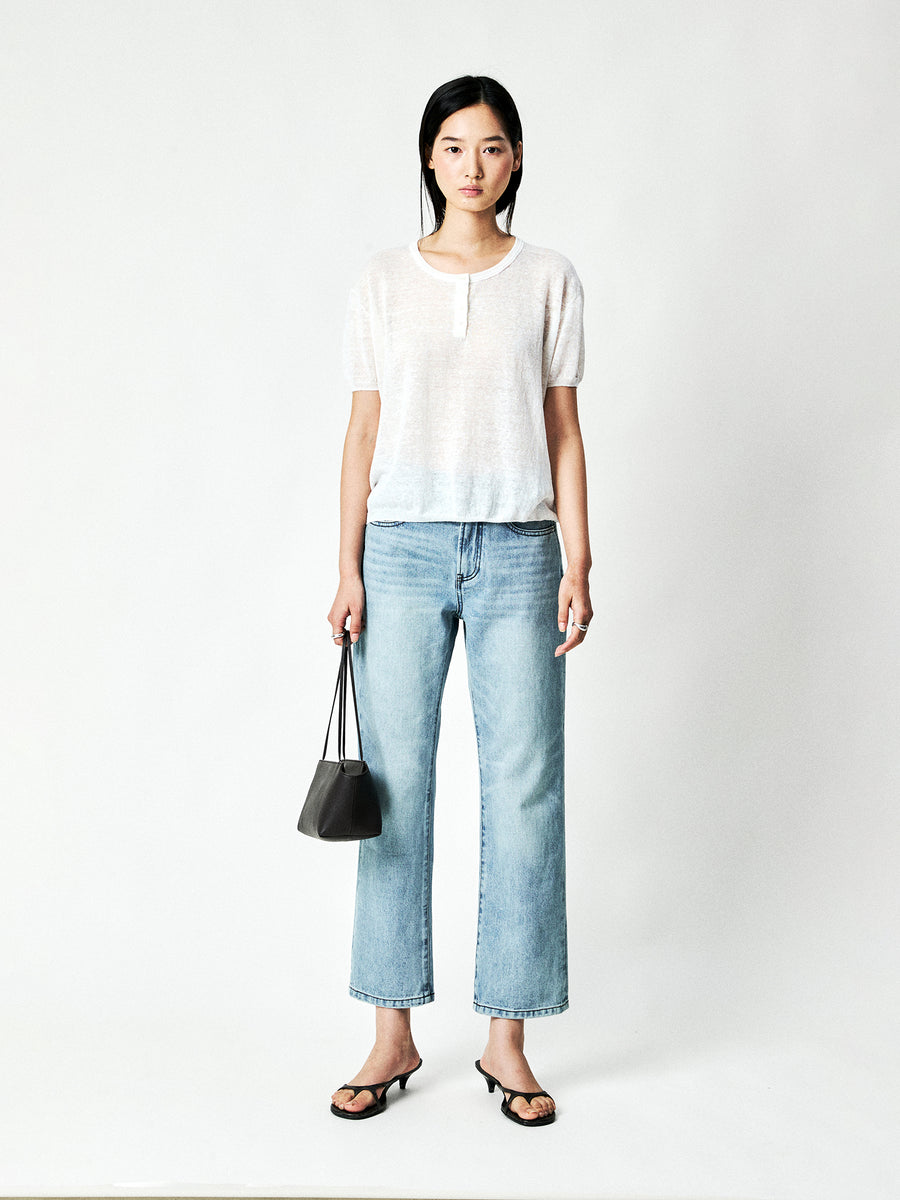 Linen Henley Tee & U-Neck Vest Set, view 6