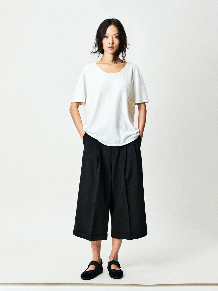 Silk Cotton Knit Short Sleeve Top, view 5