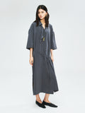 Dry Silk Mulberry Silk Shirt Dress | Asymmetric Front Placket | Side Slit and Belt | Women Dress | MRS Studios