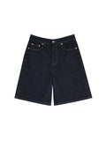 Vintage-Wash Bermuda Denim Shorts | Five-Pocket Workwear Cut | Knee-Length Bermuda Silhouette | Women Jeans | MRS Studios