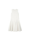 Linen-Cotton Sleeveless Dress | Diagonal Seam Lines | A-Line Flared Hem | Women Dress | MRS Studios