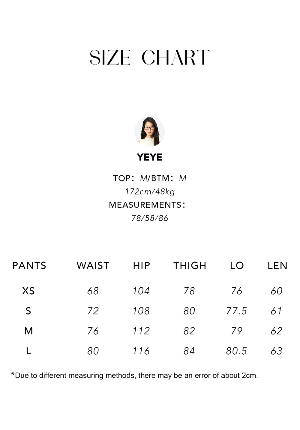 Size chart for Lyocell Cotton Bermuda Shorts