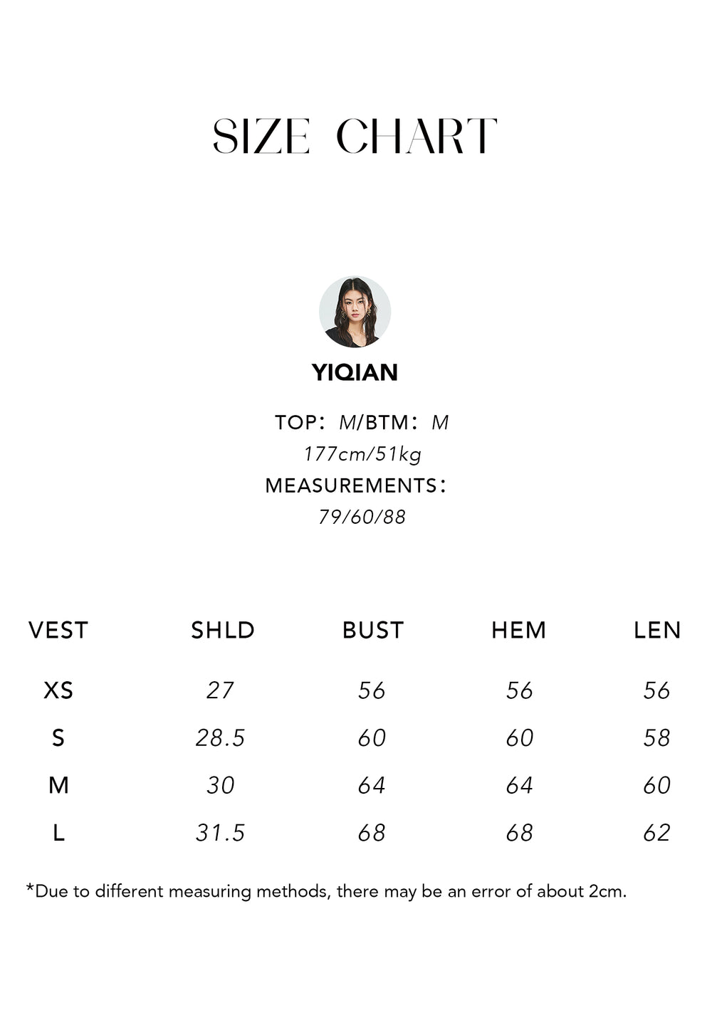 Size chart for Tencel Cotton Henley Tank