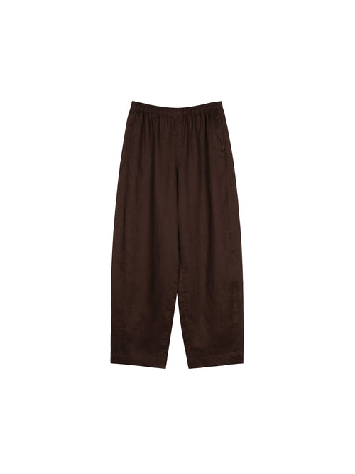 French Linen Curved-Leg Pants | Hidden Inner Drawstring Waist | Forward-Set Side Seam | Women Trousers | MRS Studios