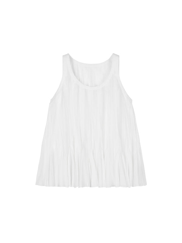 Silk-Modal Sleeveless Top | Fan-Pleated Hem | A-Line Silhouette | Women Top | MRS Studios