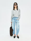 Turkish Bossa Curved-Leg Jeans | Double Patch Pockets | Raw Frayed Hem Workwear | Women Jeans | MRS Studios