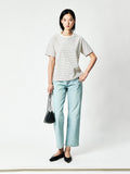 Japanese Heavyweight Jersey Striped Tee | Crew Neck Short Sleeve | Stripe-Matched Seams | Women Top | MRS Studios