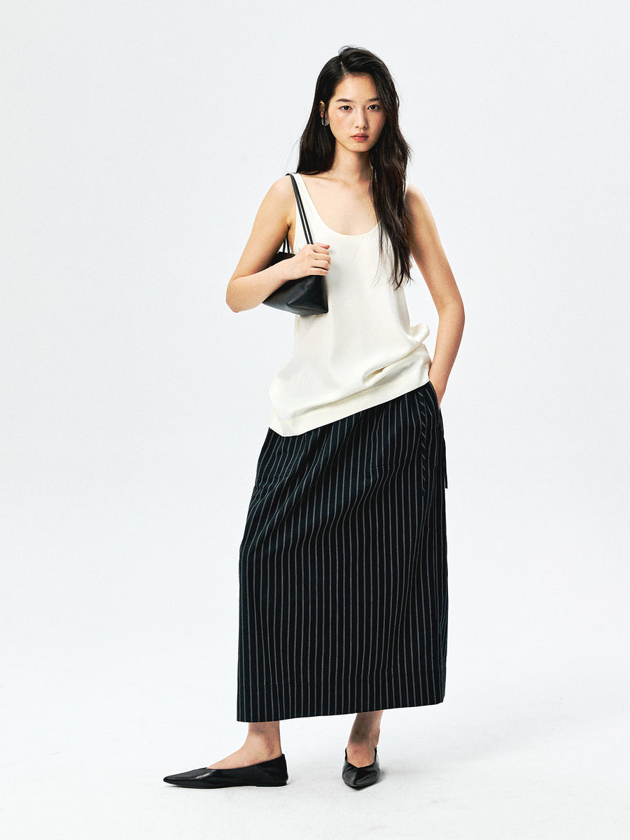 Cotton Striped Maxi Skirt, view 5