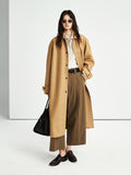 British Long Wool Trench Coat | Minimalist Single-Breasted Windbreaker | MRS Studios