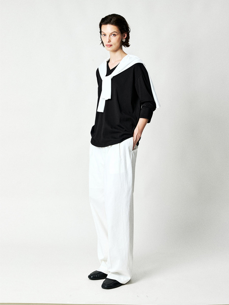 Pima Cotton Normandy Linen Pleated Trousers, view 6