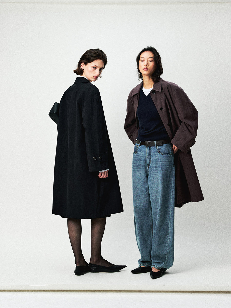 Cotton Hemp Relaxed-Fit Trench Coat, view 3