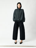Cotton Hemp Cocoon Trousers | Box-Pleat Front Detail | Cropped 9/10 Length | Women Pants | MRS Studios