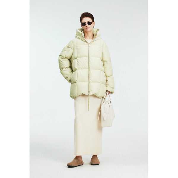 Short Hooded Goose Down Puffer Coat | 90% White Goose Down | Matte Memory Shell | Women Down Coat | MRS Studios