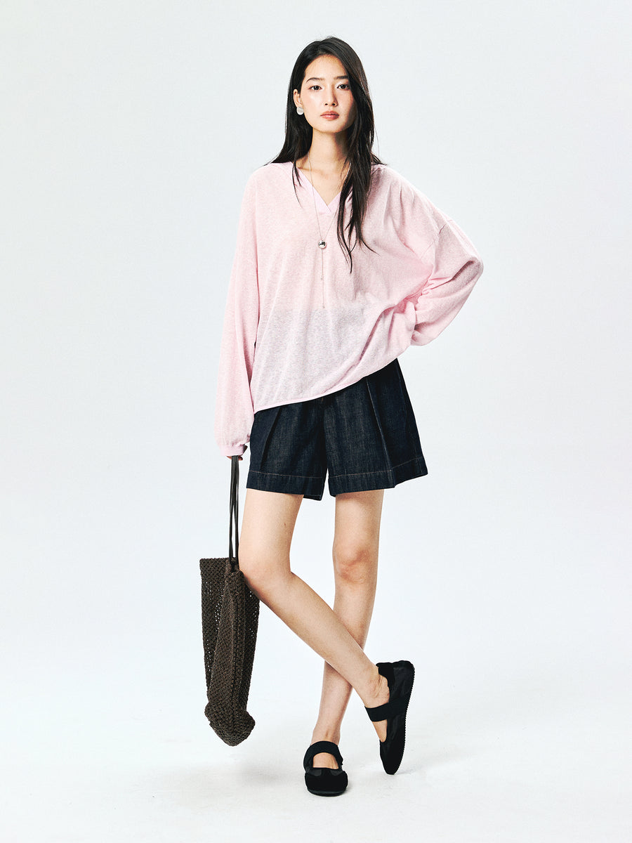 Cotton Denim Shorts, view 7